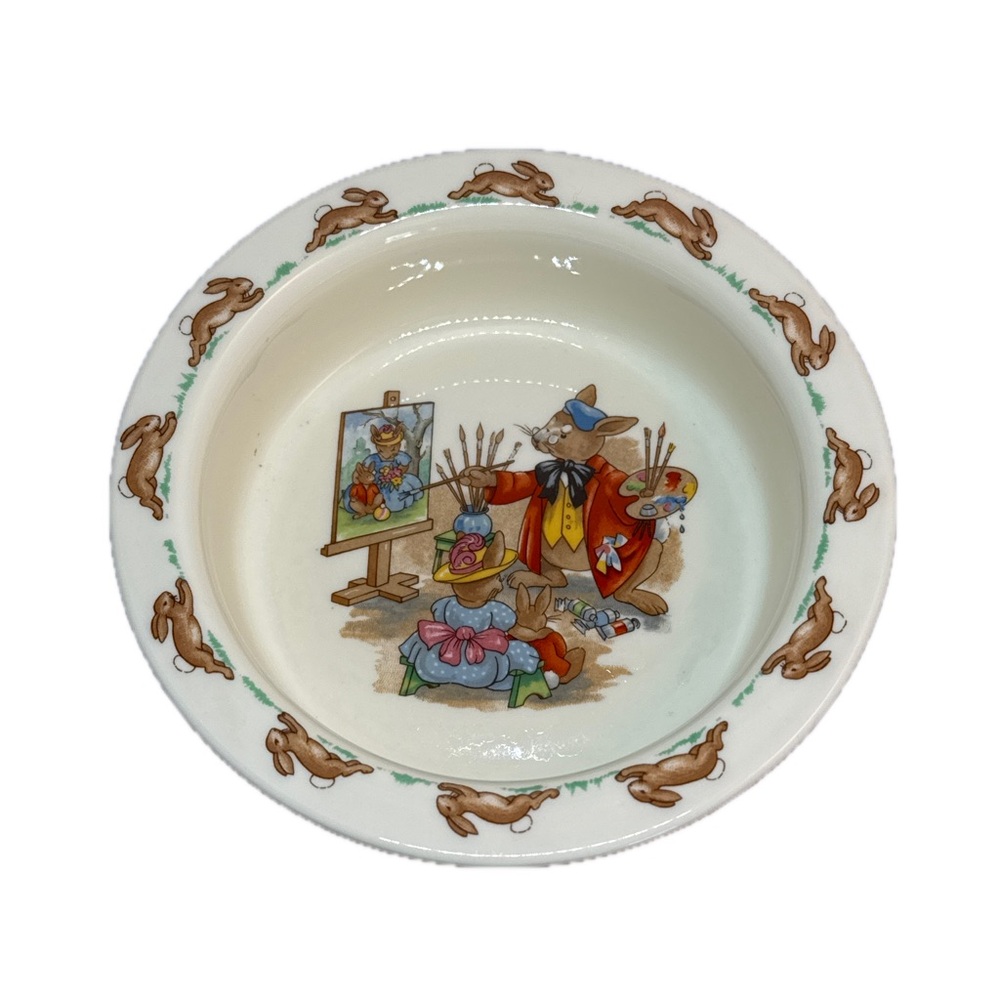 Vintage Royal Doulton Bone China 6.25” Bunnykins Painting Rabbit Cereal Bowl
